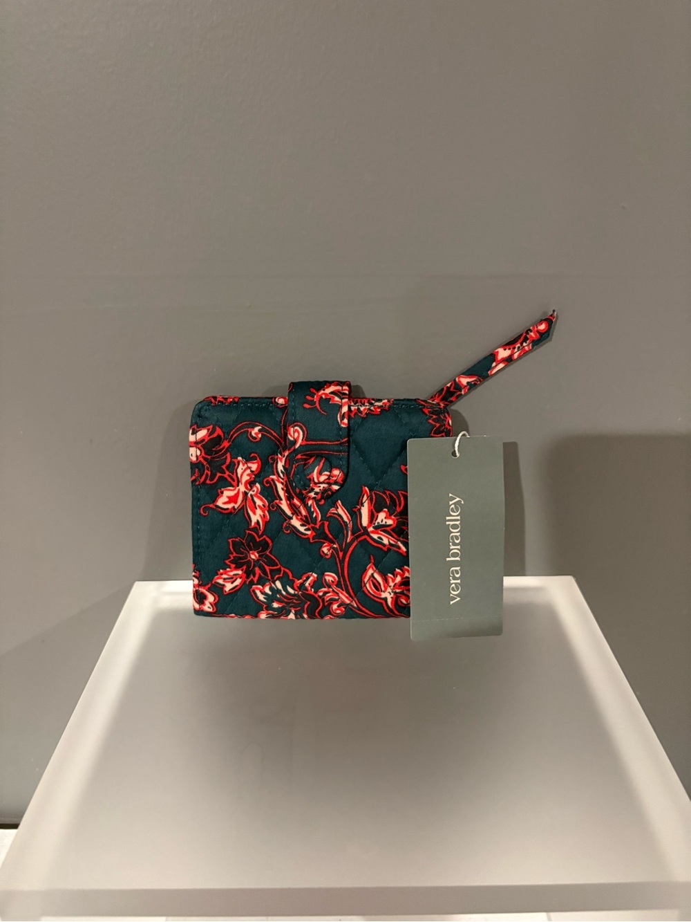 Vera Bradley Navy and Red Floral Quilted Wristlet